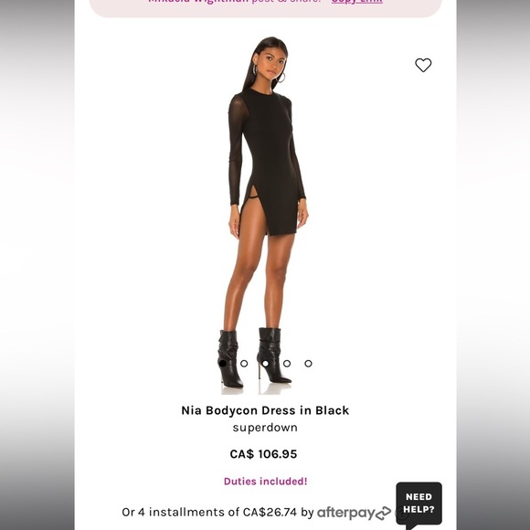 NEW WITH TAGS NIA BODYCON LONG SLEEVE SUPERDOWN DRESS - Picture 3 of 8